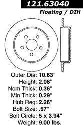 Centric C-Tek Standard Brake Rotors for 1995-2003 NEON, 2001-2003 PT CRUISER - 121.63040
