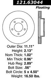 Centric C-Tek Standard Brake Rotors for 1998-2000 CONCORDE, INTREPID, 1999-2000 LHS - 121.63044