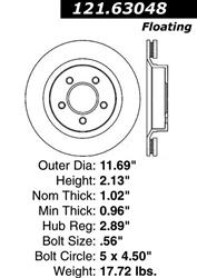 Centric C-Tek Standard Brake Rotors for 2000-2004 INTREPID, CONCORDE, 1999-2004 300M - 121.63048