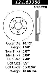 Centric C-Tek Standard Brake Rotors for 2000-2005 NEON - 121.63050