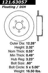 Centric C-Tek Standard Brake Rotors for 2004-2008 PACIFICA - 121.63057