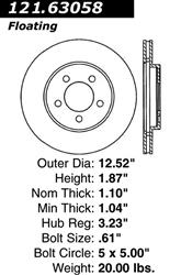 Centric C-Tek Standard Brake Rotors for 2004-2008 PACIFICA - 121.63058