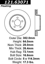 Centric C-Tek Standard Brake Rotors for 2008-2012 LIBERTY, 2007-2011 NITRO - 121.63071