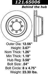 Centric C-Tek Standard Brake Rotors for 1975-1994 E-350 ECONOLINE, 1977-1994 E-350 ECONOLINE CLUB WAGON, 1976-1994 F-350 - 121.65006