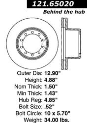 Centric C-Tek Standard Brake Rotors for 1988-1997 F-53 MOTORHOME CHASSIS, F-59 COMMERCIAL STRIPPED CHASSIS, F-SUPER DUTY - 121.65020