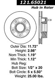 Centric C-Tek Standard Brake Rotors for 1986-1988 BRONCO, 1987-1988 F-150 - 121.65021