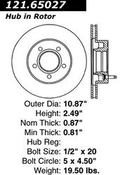 Centric C-Tek Standard Brake Rotors 121.65027