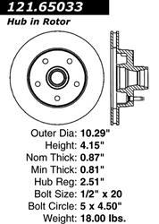 Centric C-Tek Standard Brake Rotors for 1992-1997 AEROSTAR - 121.65033