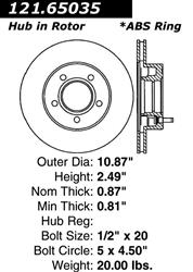 Centric C-Tek Standard Brake Rotors for 1993-1994 EXPLORER, NAVAJO - 121.65035