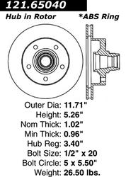 Centric C-Tek Standard Brake Rotors 121.65040