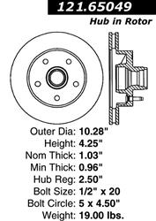 Centric C-Tek Standard Brake Rotors 121.65049