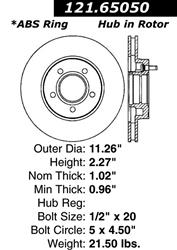 Centric C-Tek Standard Brake Rotors 121.65050