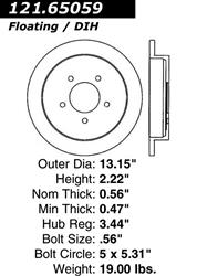 Centric C-Tek Standard Brake Rotors for 1997-2000 EXPEDITION, 1999 F-150, 1998-2000 NAVIGATOR - 121.65059
