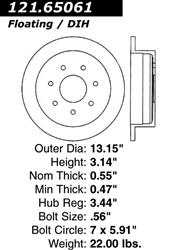 Centric C-Tek Standard Brake Rotors for 2000-2003 F-150, 2004 F-150 HERITAGE, 1998-1999 F-250 - 121.65061