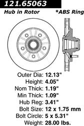 Centric C-Tek Standard Brake Rotors for 1997-2000 EXPEDITION, 1999 F-150, 1998-2000 NAVIGATOR - 121.65063