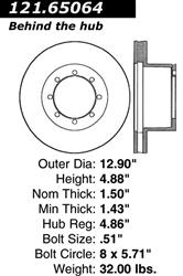 Centric C-Tek Standard Brake Rotors for 2000-2002 E-450 ECONOLINE SUPER DUTY, 2003-2007 E-450 SUPER DUTY, 1996-1999 ECONOLINE SUPER DUTY - 121.65064