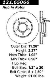 Centric C-Tek Standard Brake Rotors for 1995-1997 RANGER - 121.65066