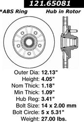 Centric C-Tek Standard Brake Rotors for 1999-2002 EXPEDITION, 2000-2003 F-150, 2000-2002 NAVIGATOR - 121.65081