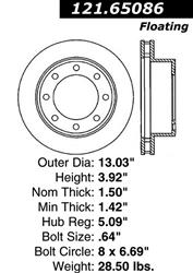 Centric C-Tek Standard Brake Rotors for 1999-2004 F-350 SUPER DUTY, F-250 SUPER DUTY, 2000-2005 EXCURSION - 121.65086