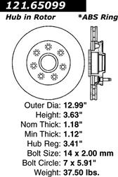 Centric C-Tek Standard Brake Rotors for 2004-2008 F-150, 2006-2008 MARK LT - 121.65099