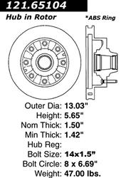 Centric C-Tek Standard Brake Rotors 121.65104