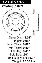 Centric C-Tek Standard Brake Rotors for 2004-2006 E-150, 2004-2005 E-150 CLUB WAGON - 121.65106