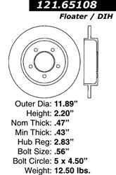 Centric C-Tek Standard Brake Rotors for 2005-2008 ESCAPE, MARINER, TRIBUTE - 121.65108