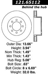 Centric C-Tek Standard Brake Rotors for 2005-2012 F-250 SUPER DUTY, F-350 SUPER DUTY - 121.65112