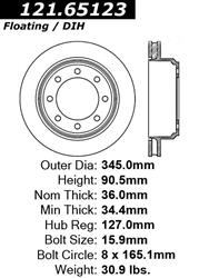 Centric C-Tek Standard Brake Rotors for 2008-2014 E-150, E-250, 2008-2023 E-350 SUPER DUTY - 121.65123