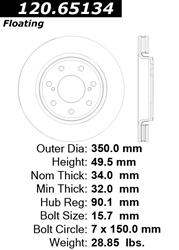 Centric C-Tek Standard Brake Rotors for 2010-2014 F-150 - 121.65134