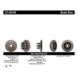 Centric C-Tek Standard Brake Rotors for 2012-2022 F-250 SUPER DUTY, F-350 SUPER DUTY - 121.65140