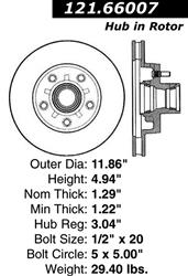 Centric C-Tek Standard Brake Rotors for 1983-1992 G20, G2500 - 121.66007