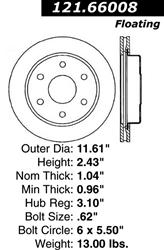 Centric C-Tek Standard Brake Rotors for 1988-1991 K1500 - 121.66008
