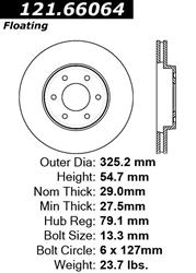 Centric C-Tek Standard Brake Rotors for 2008-2009 9-7X, 2006-2009 TRAILBLAZER - 121.66064