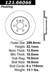 Centric C-Tek Standard Brake Rotors 121.66066