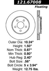 Centric C-Tek Standard Brake Rotors 121.67008