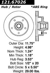Centric C-Tek Standard Brake Rotors 121.67026