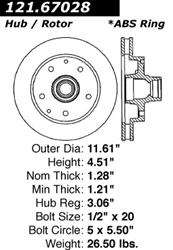 Centric C-Tek Standard Brake Rotors for 1994-1999 RAM 1500 - 121.67028