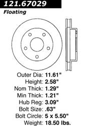 Centric C-Tek Standard Brake Rotors for 1994-1999 RAM 1500 - 121.67029