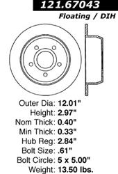 Centric C-Tek Standard Brake Rotors for 1999-2004 GRAND CHEROKEE - 121.67043