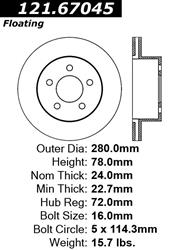 Centric C-Tek Standard Brake Rotors for 1999-2001 CHEROKEE, 1999-2006 WRANGLER - 121.67045