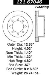 Centric C-Tek Standard Brake Rotors for 2000-2002 RAM 2500, RAM 3500 - 121.67046