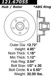 Centric C-Tek Standard Brake Rotors for 2003 RAM 1500 VAN - 121.67055