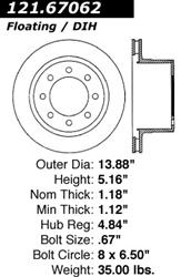 Centric C-Tek Standard Brake Rotors for 2003-2008 RAM 3500, RAM 2500, 2006-2008 RAM 1500 - 121.67062