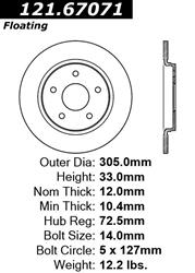 Centric C-Tek Standard Brake Rotors 121.67071