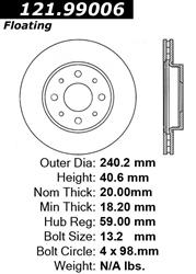 Centric C-Tek Standard Brake Rotors for 2016 FIT - 121.99006