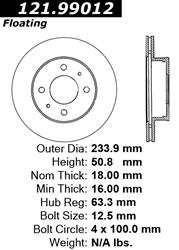 Centric Parts Brake Rotors 121.99012