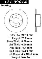 Centric Parts Brake Rotors 121.99014