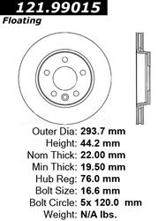 Centric Parts Brake Rotors 121.99015