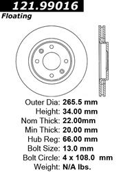 Centric Parts Brake Rotors 121.99016